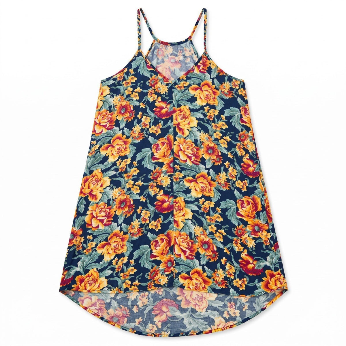 American Eagle Womens SM LONG Navy Floral Braided Halter Sundress Boho