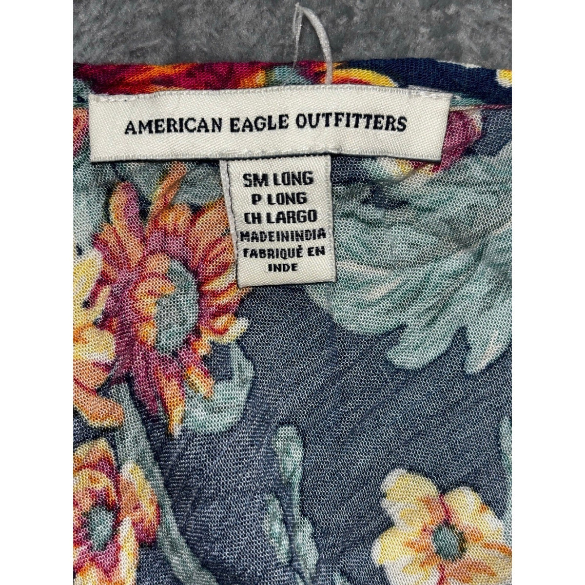 American Eagle Womens SM LONG Navy Floral Braided Halter Sundress Boho