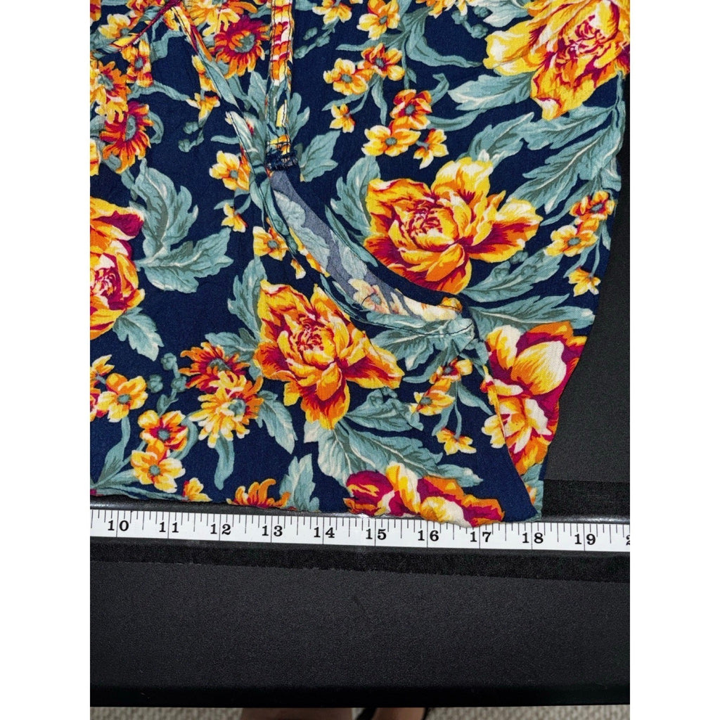American Eagle Womens SM LONG Navy Floral Braided Halter Sundress Boho