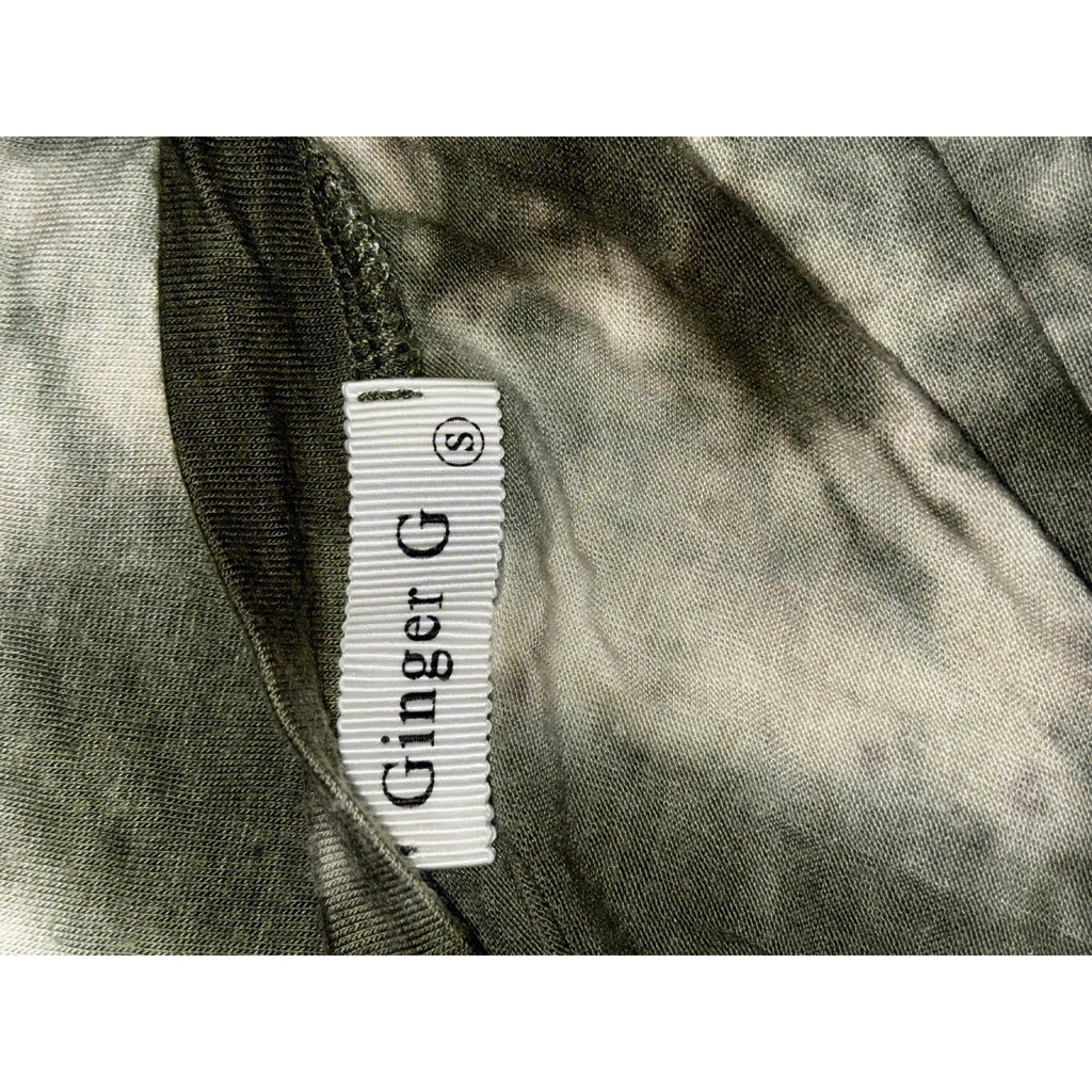 Ginger G S Olive Green Tie Dye Swing Dress Womens Boho Casual Short Sleeve