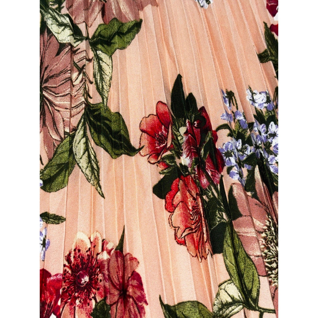 Leith XS Peach Floral Pleated Spaghetti Strap Maxi Dress Womens Boho Casual