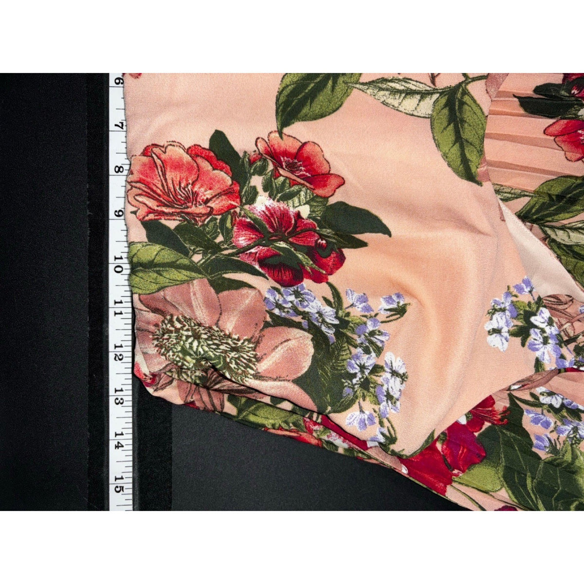 Leith XS Peach Floral Pleated Spaghetti Strap Maxi Dress Womens Boho Casual