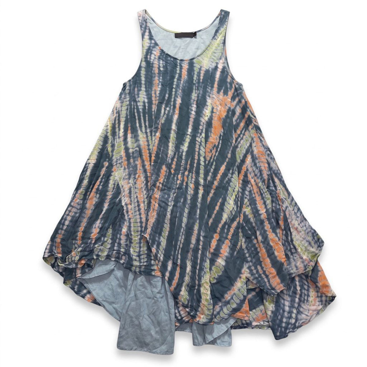 Nicholas K Womens S Blue Orange Tie Dye Handkerchief Hem Dress Boho