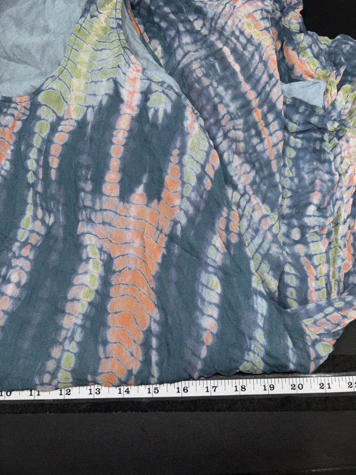 Nicholas K Womens S Blue Orange Tie Dye Handkerchief Hem Dress Boho