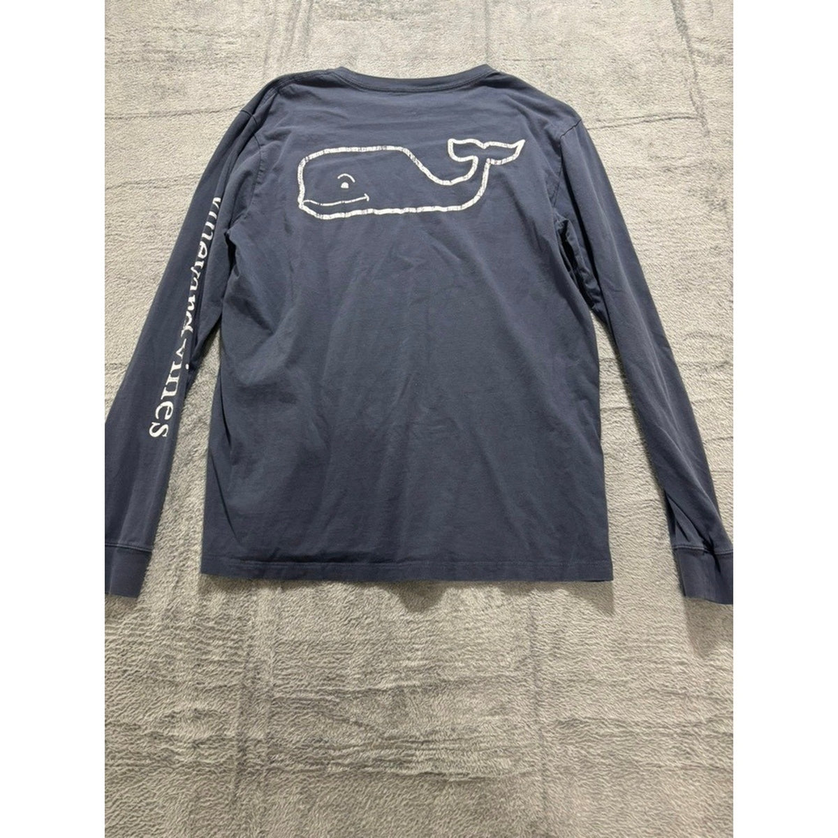 Vineyard Vines Mens Small Long Sleeve Pocket Tee Navy Blue Whale Logo Cotton
