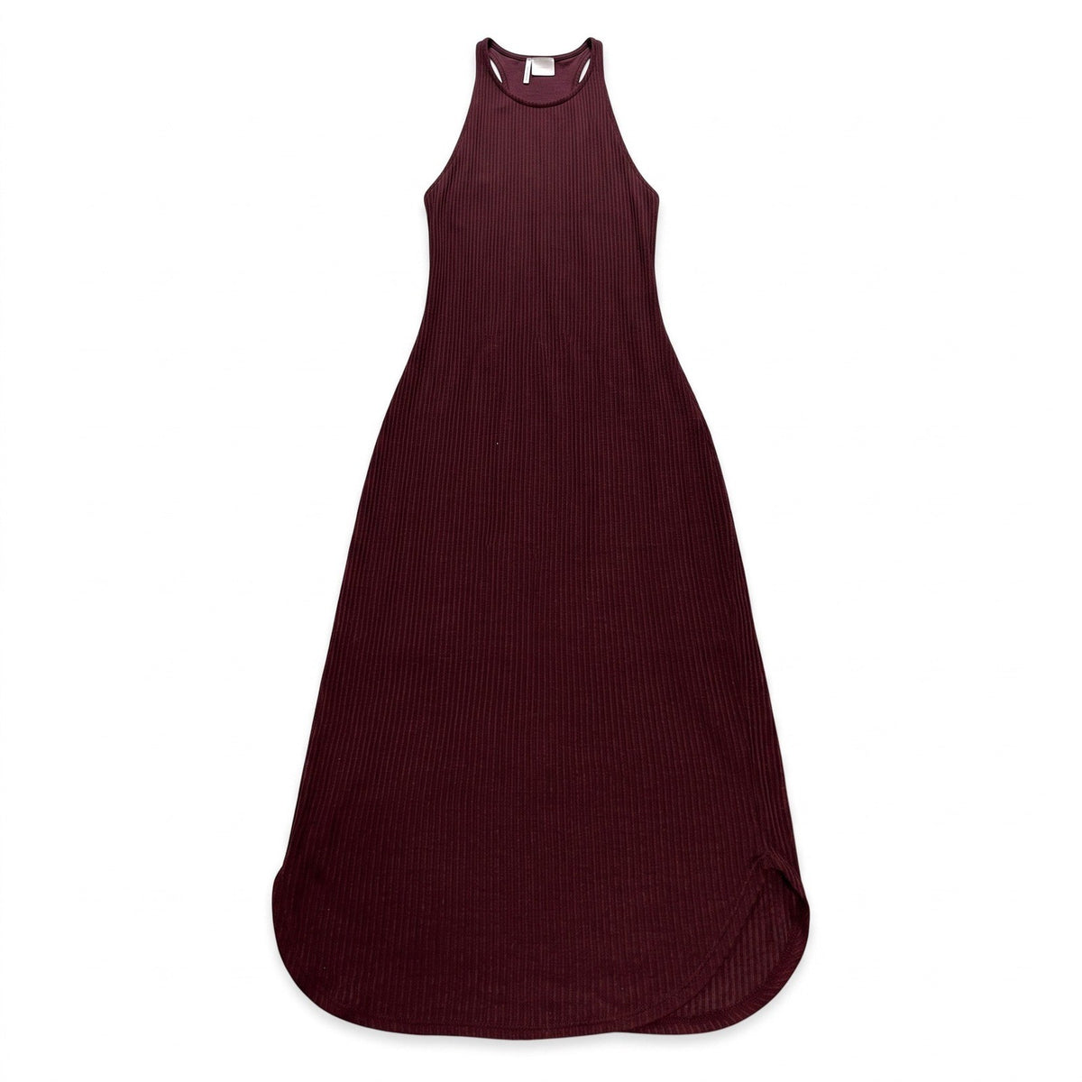 Sparkle & Fade S Burgundy Ribbed Halter Maxi Dress Womens Casual Boho