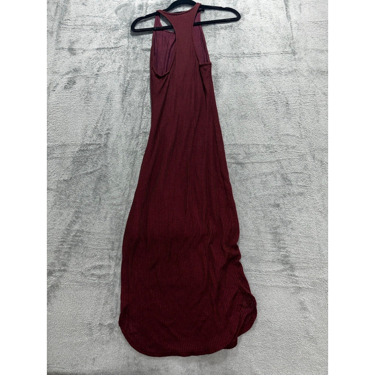 Sparkle & Fade S Burgundy Ribbed Halter Maxi Dress Womens Casual Boho