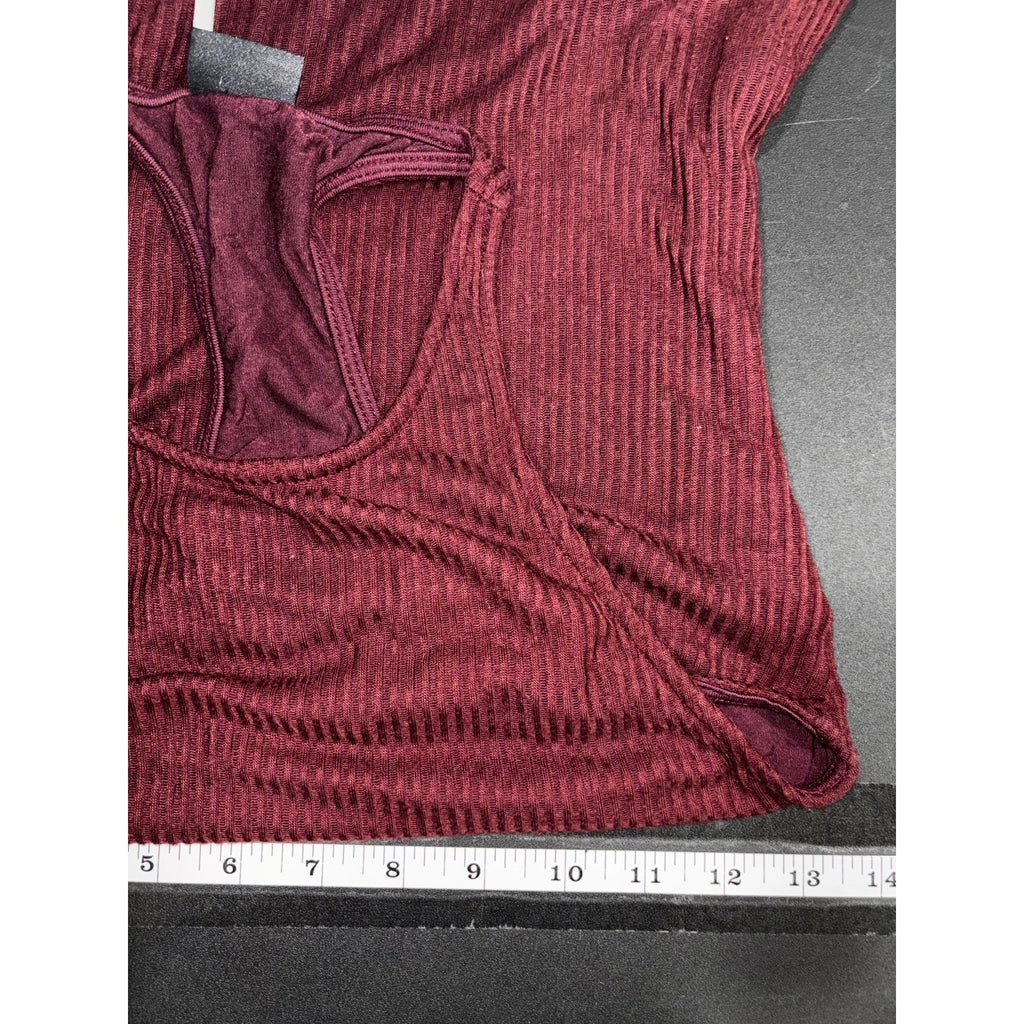 Sparkle & Fade S Burgundy Ribbed Halter Maxi Dress Womens Casual Boho