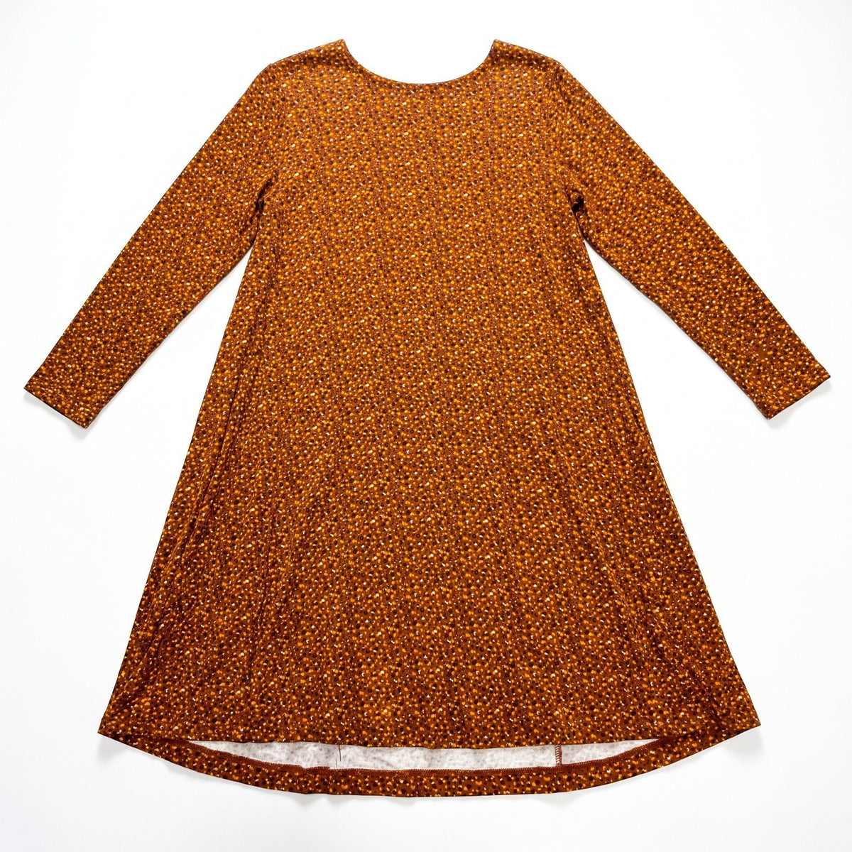 LOFT Outlet Womens S Orange Brown Leopard Print Swing Dress Long Sleeve Boho