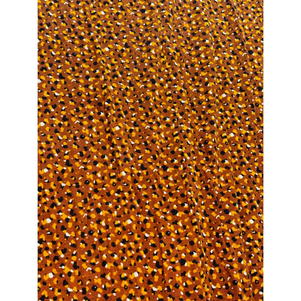LOFT Outlet Womens S Orange Brown Leopard Print Swing Dress Long Sleeve Boho