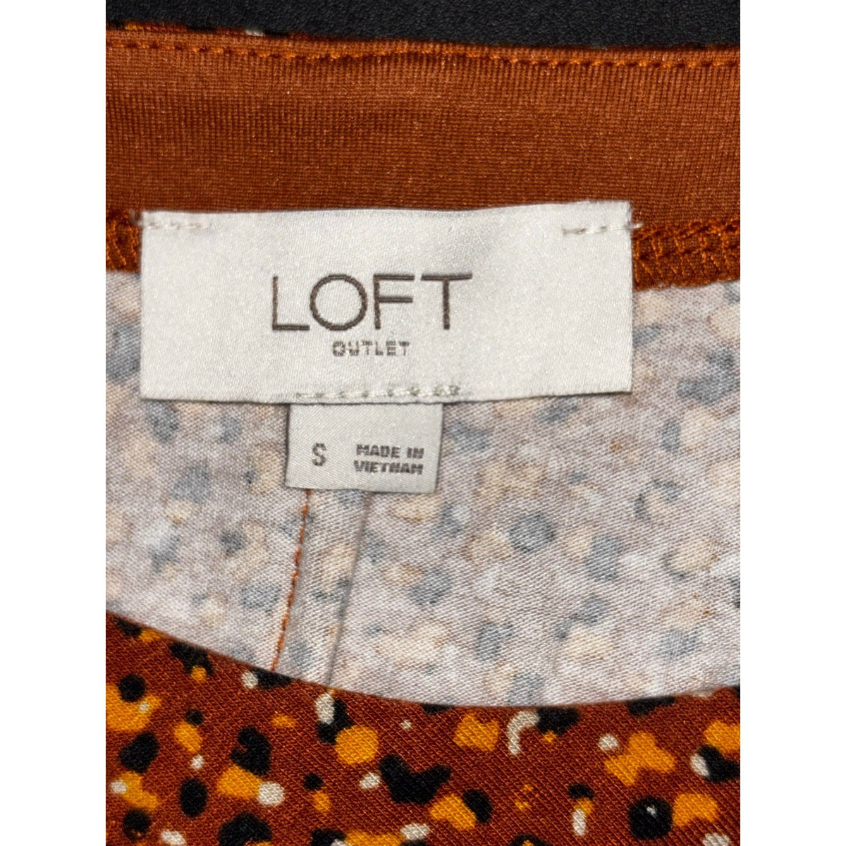 LOFT Outlet Womens S Orange Brown Leopard Print Swing Dress Long Sleeve Boho