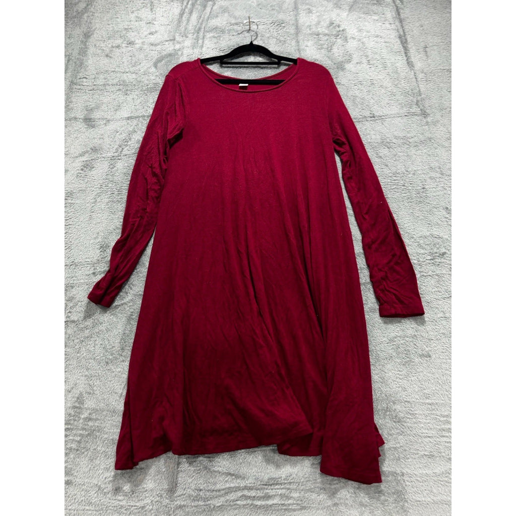 Old Navy Womens S Burgundy Long Sleeve Swing Dress Casual Cozy Boho