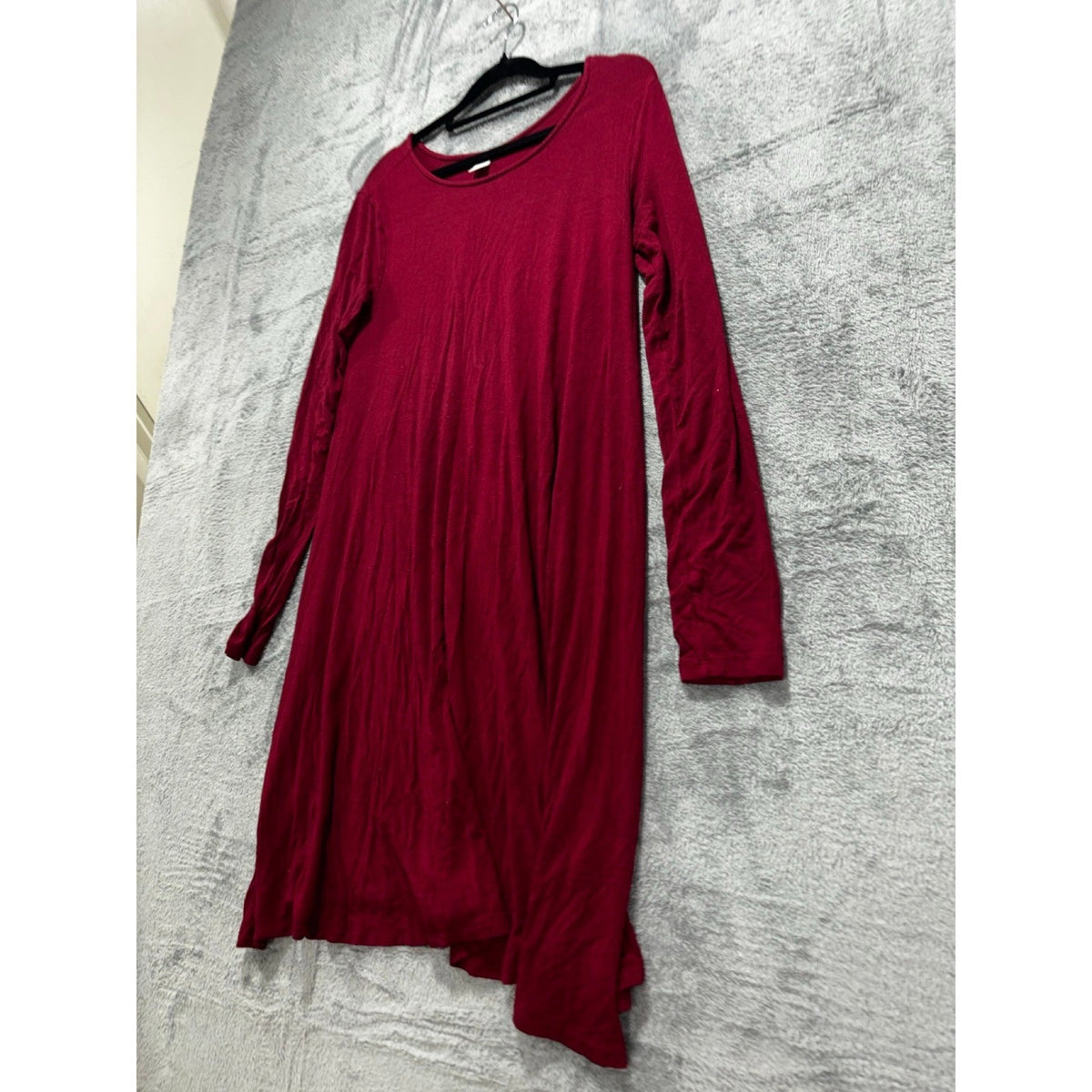Old Navy Womens S Burgundy Long Sleeve Swing Dress Casual Cozy Boho