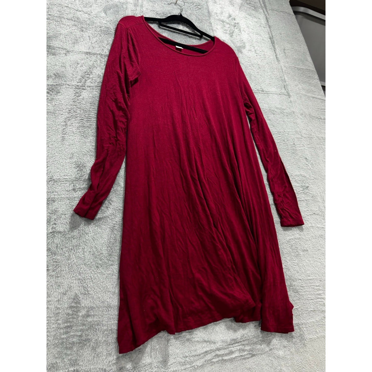 Old Navy Womens S Burgundy Long Sleeve Swing Dress Casual Cozy Boho