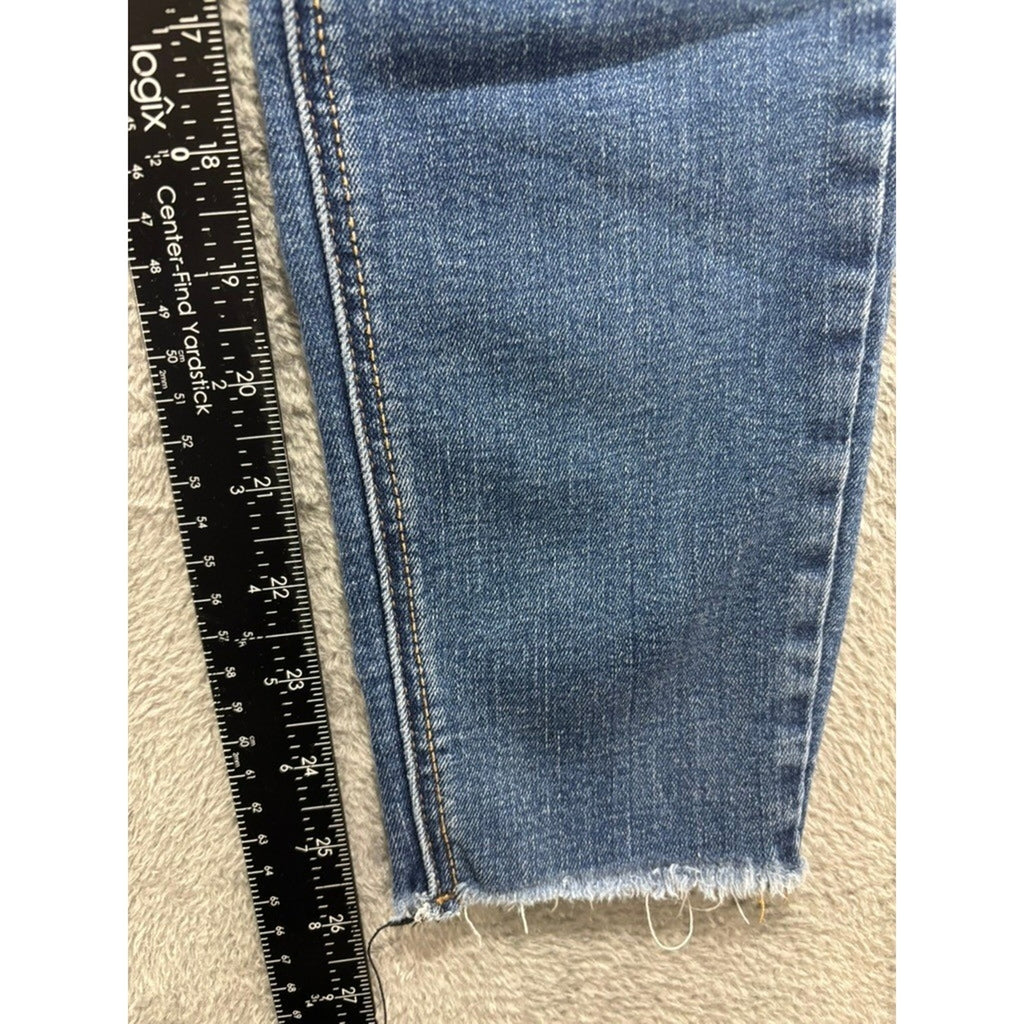 Old Navy Rockstar Super Skinny High Rise Button Fly Womens 6 Jeans Raw Hem Wash