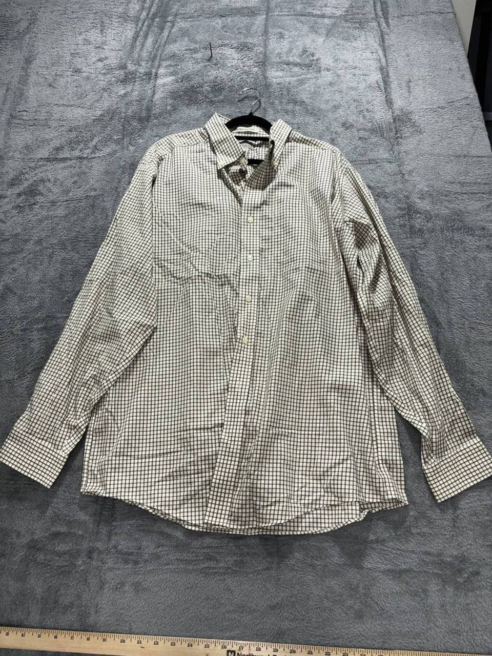 L.L.Bean Men's White Brown Check Shirt L Regular