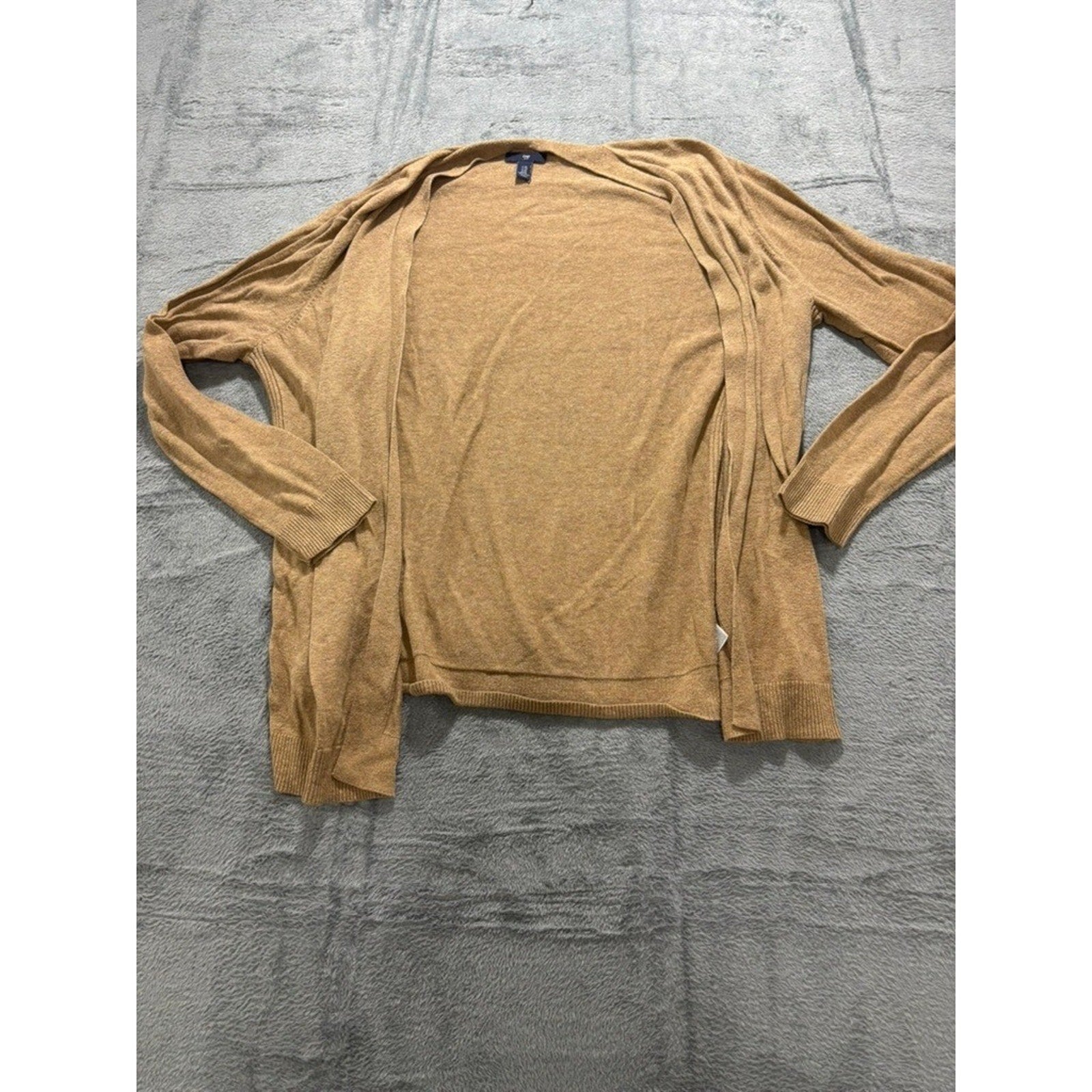 Gap Womens XL Open Front Cardigan Camel Tan Cotton Blend Knit Cozy Layering