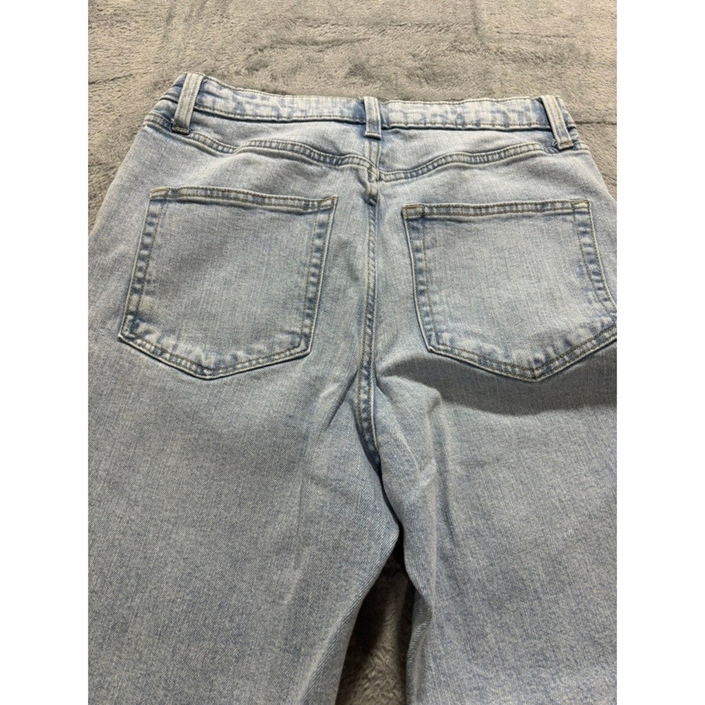 Wild Fable Super High Rise Mom Jeans Womens 8 Light Wash Distressed Raw Hem