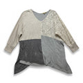 Democracy S Gray Patchwork Lace V-Neck Tunic Top Womens Boho Casual Cozy