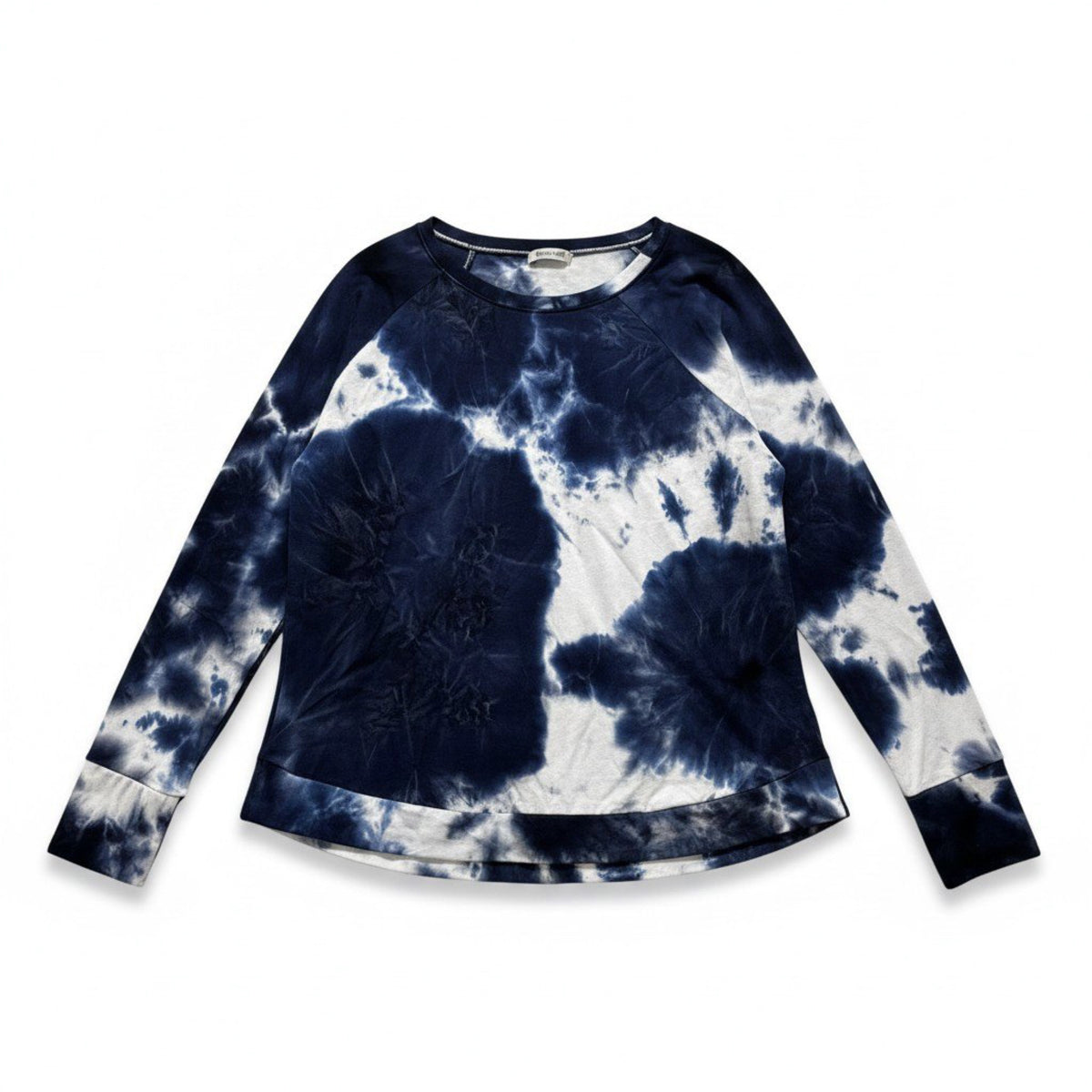 Hello Mello Womens M/L Navy White Tie Dye Long Sleeve Top Casual Cozy