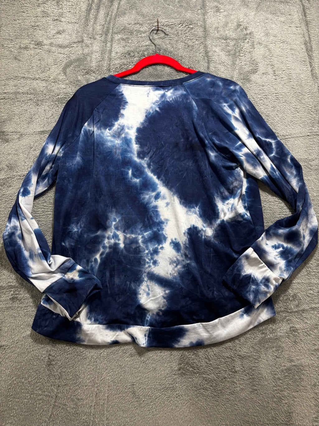 Hello Mello Womens M/L Navy White Tie Dye Long Sleeve Top Casual Cozy