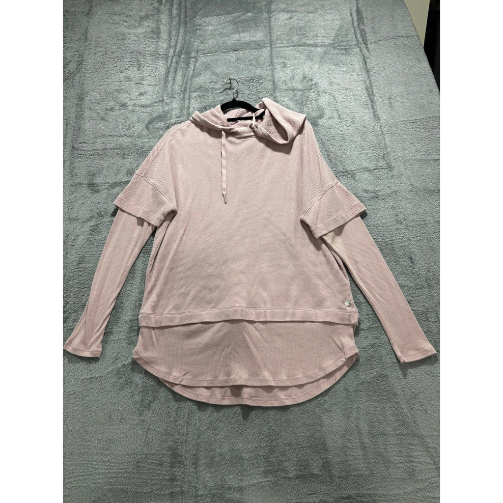 Calvin Klein Performance Womens S Mauve Pink Waffle Knit Hoodie Casual Cozy