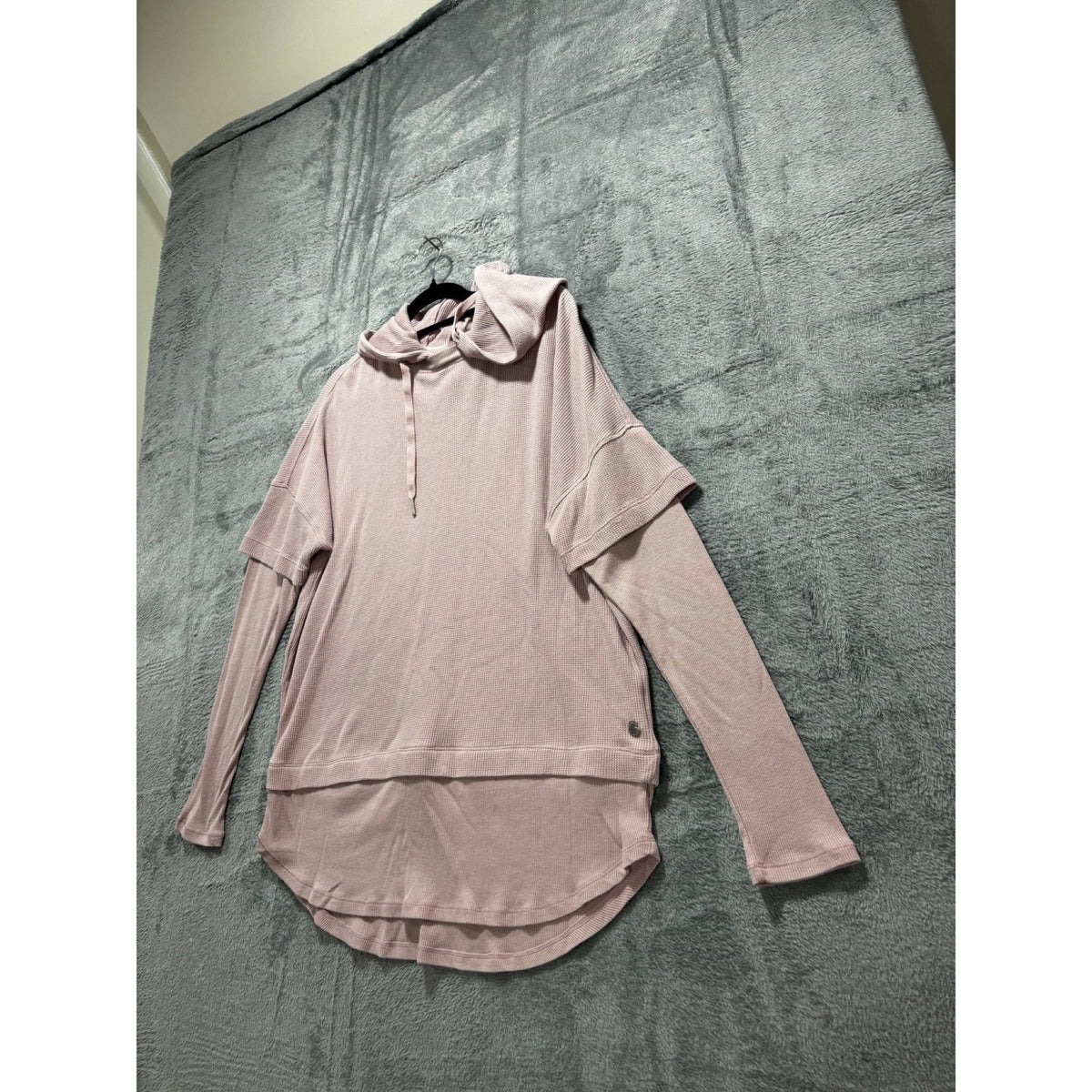 Calvin Klein Performance Womens S Mauve Pink Waffle Knit Hoodie Casual Cozy