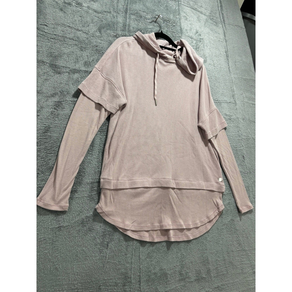 Calvin Klein Performance Womens S Mauve Pink Waffle Knit Hoodie Casual Cozy