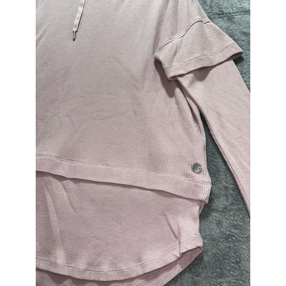 Calvin Klein Performance Womens S Mauve Pink Waffle Knit Hoodie Casual Cozy