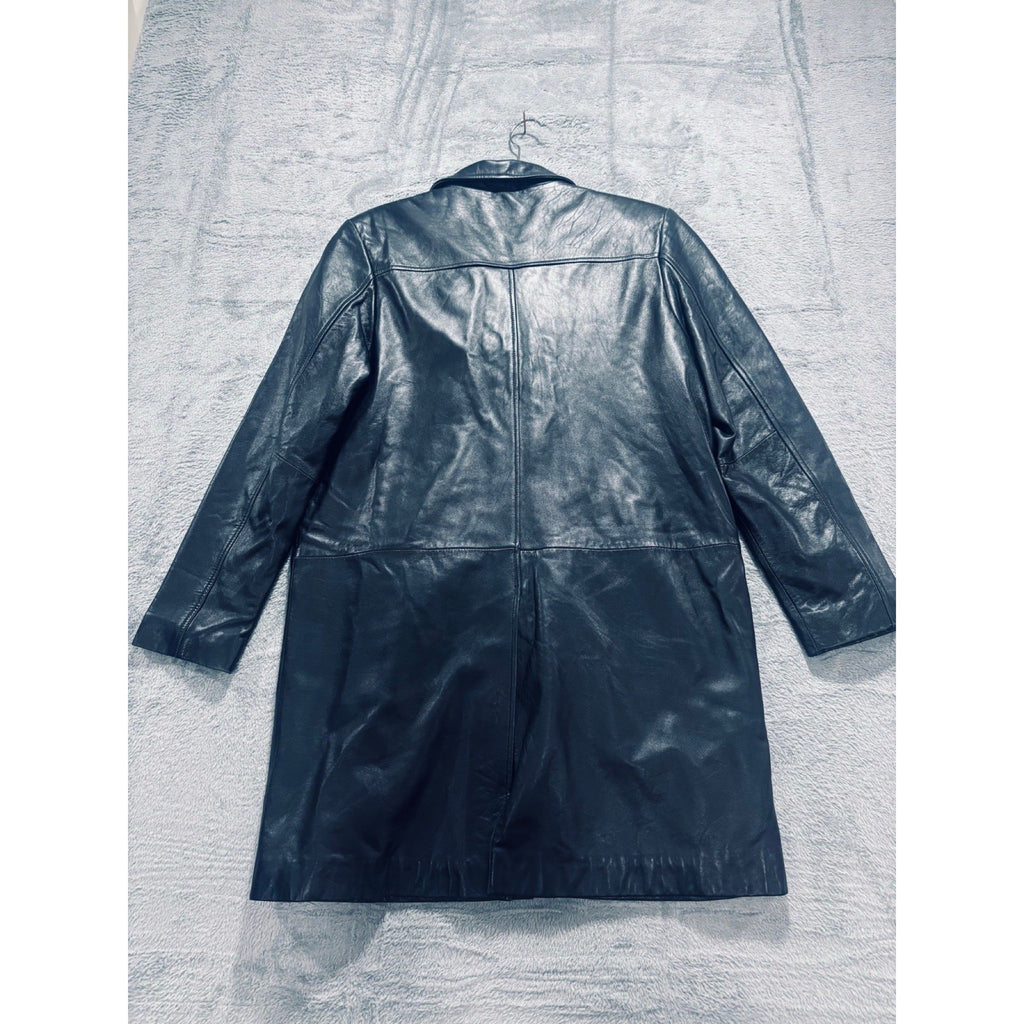 Adler Collection M Black Leather Car Coat Womens Casual Long Jacket