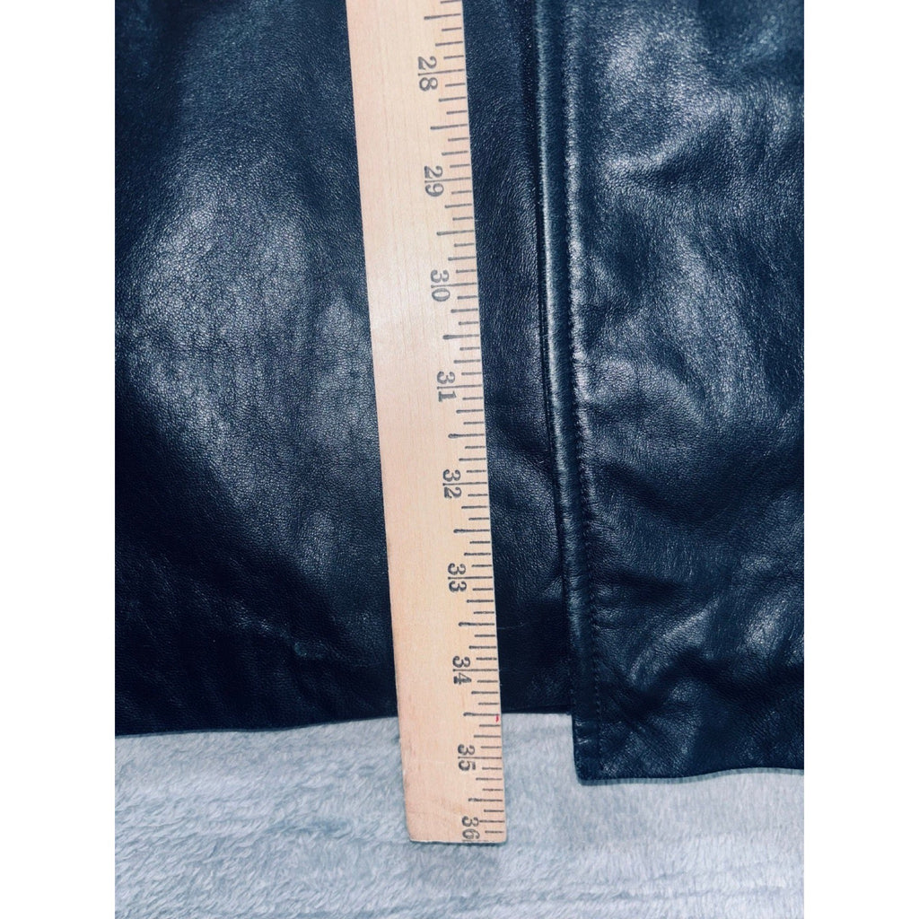 Adler Collection M Black Leather Car Coat Womens Casual Long Jacket