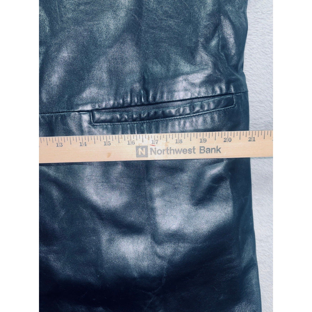 Adler Collection M Black Leather Car Coat Womens Casual Long Jacket