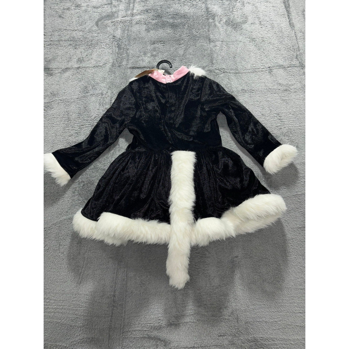 3T Black White Pink Faux Fur Trim Skunk Costume Dress Kids Casual Cozy