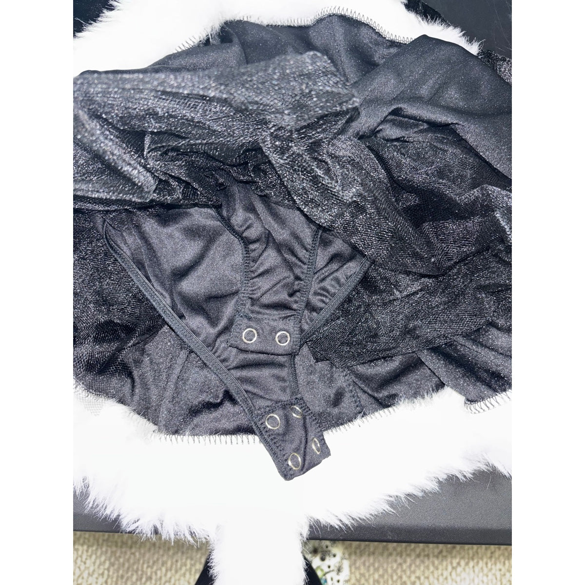 3T Black White Pink Faux Fur Trim Skunk Costume Dress Kids Casual Cozy