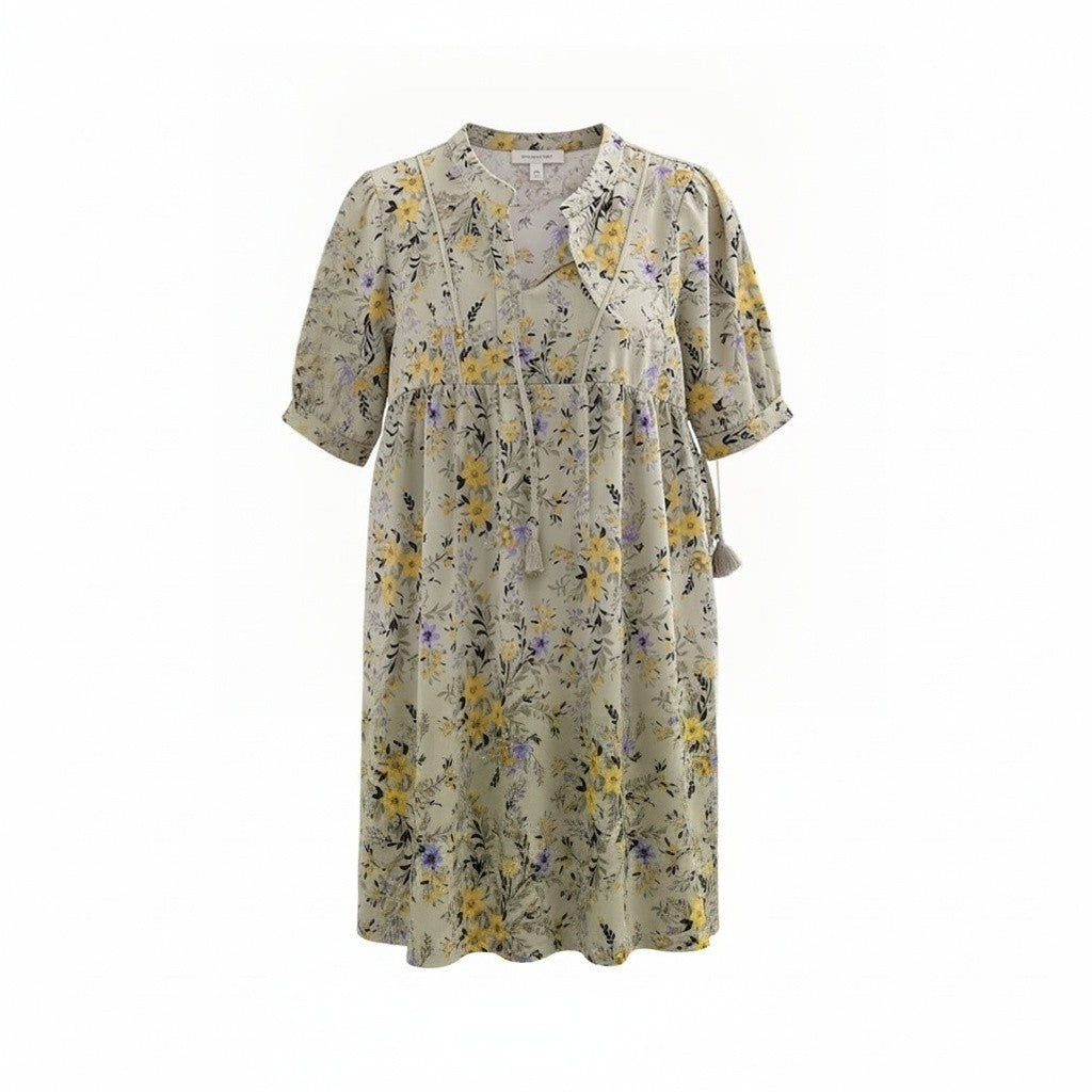 Skye's The Limit PL Womens Green Yellow Floral Babydoll Dress Boho Festival
