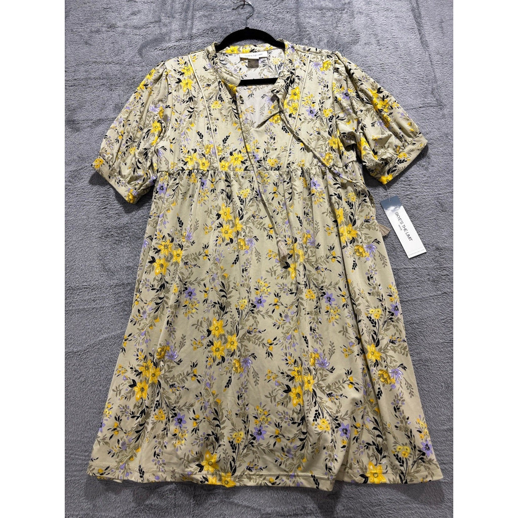 Skye's The Limit PL Womens Green Yellow Floral Babydoll Dress Boho Festival