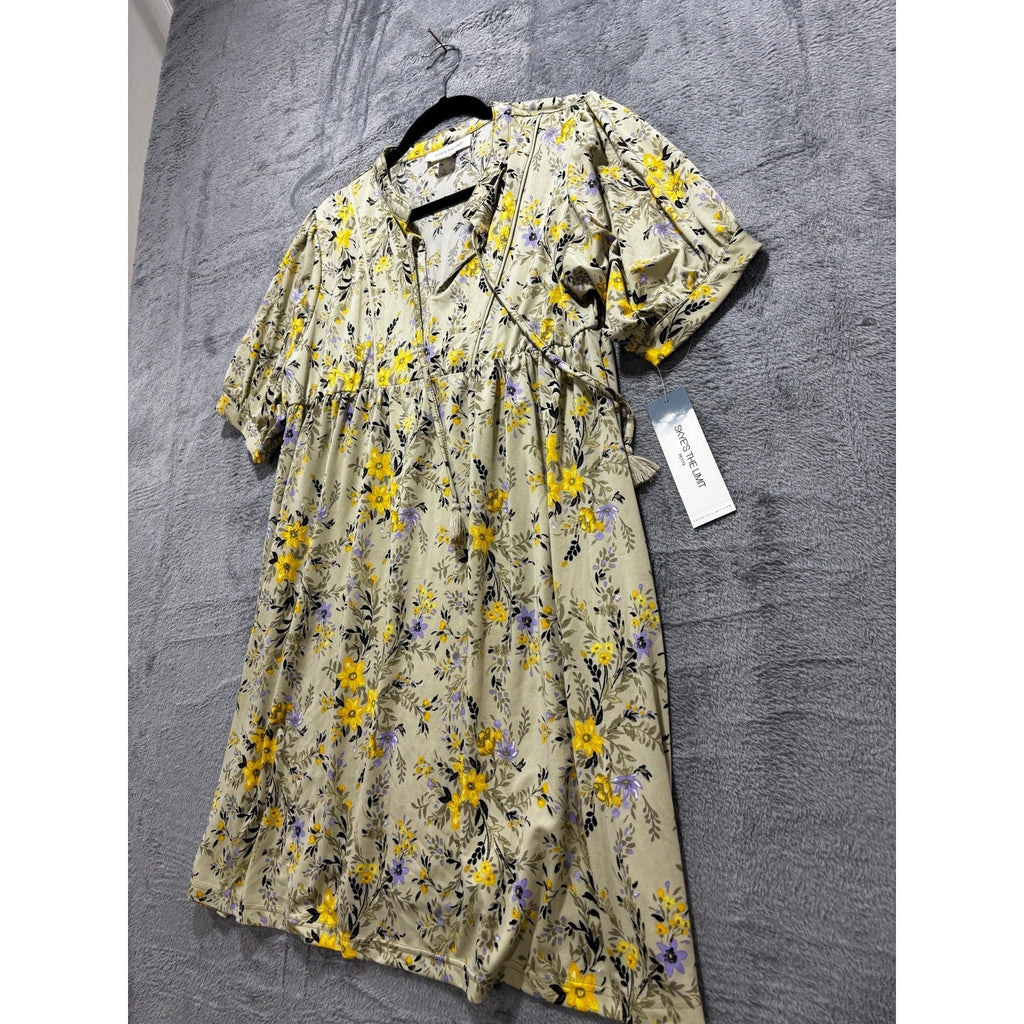 Skye's The Limit PL Womens Green Yellow Floral Babydoll Dress Boho Festival