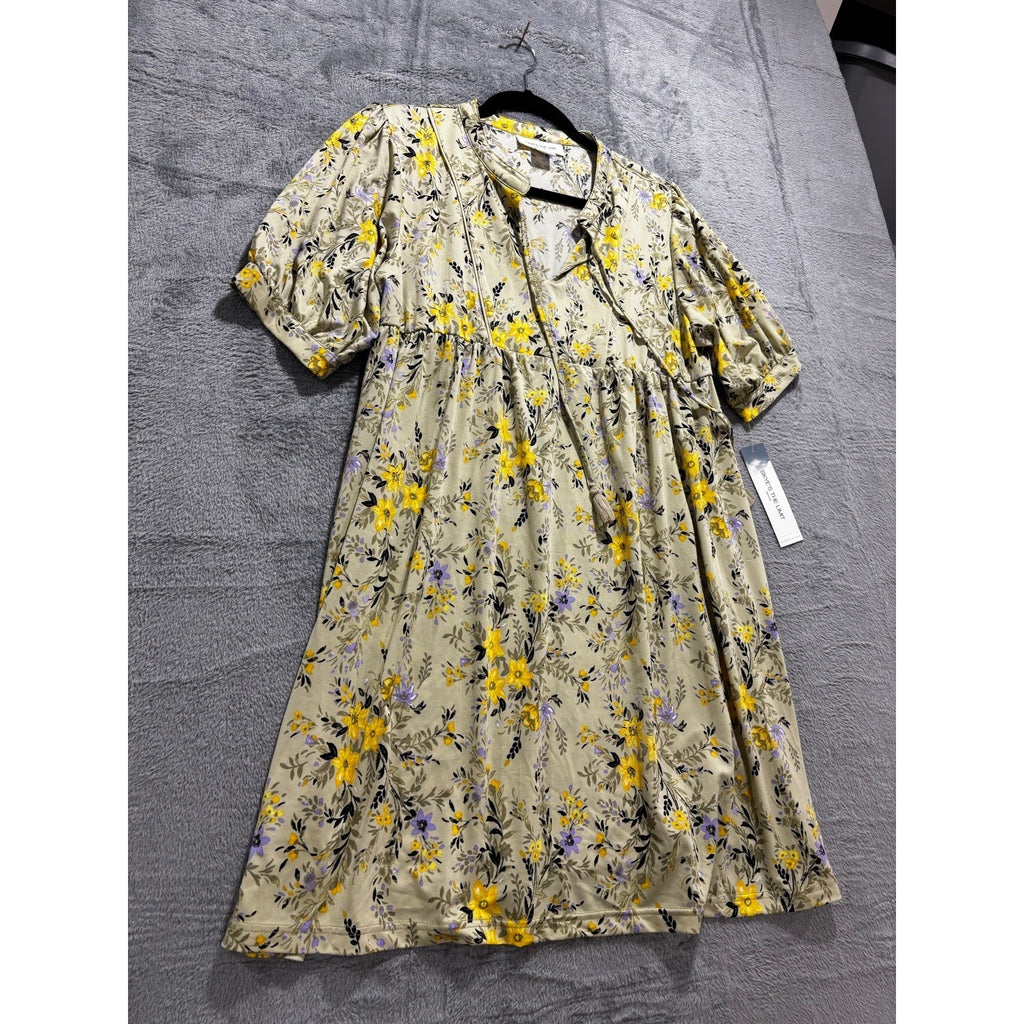 Skye's The Limit PL Womens Green Yellow Floral Babydoll Dress Boho Festival