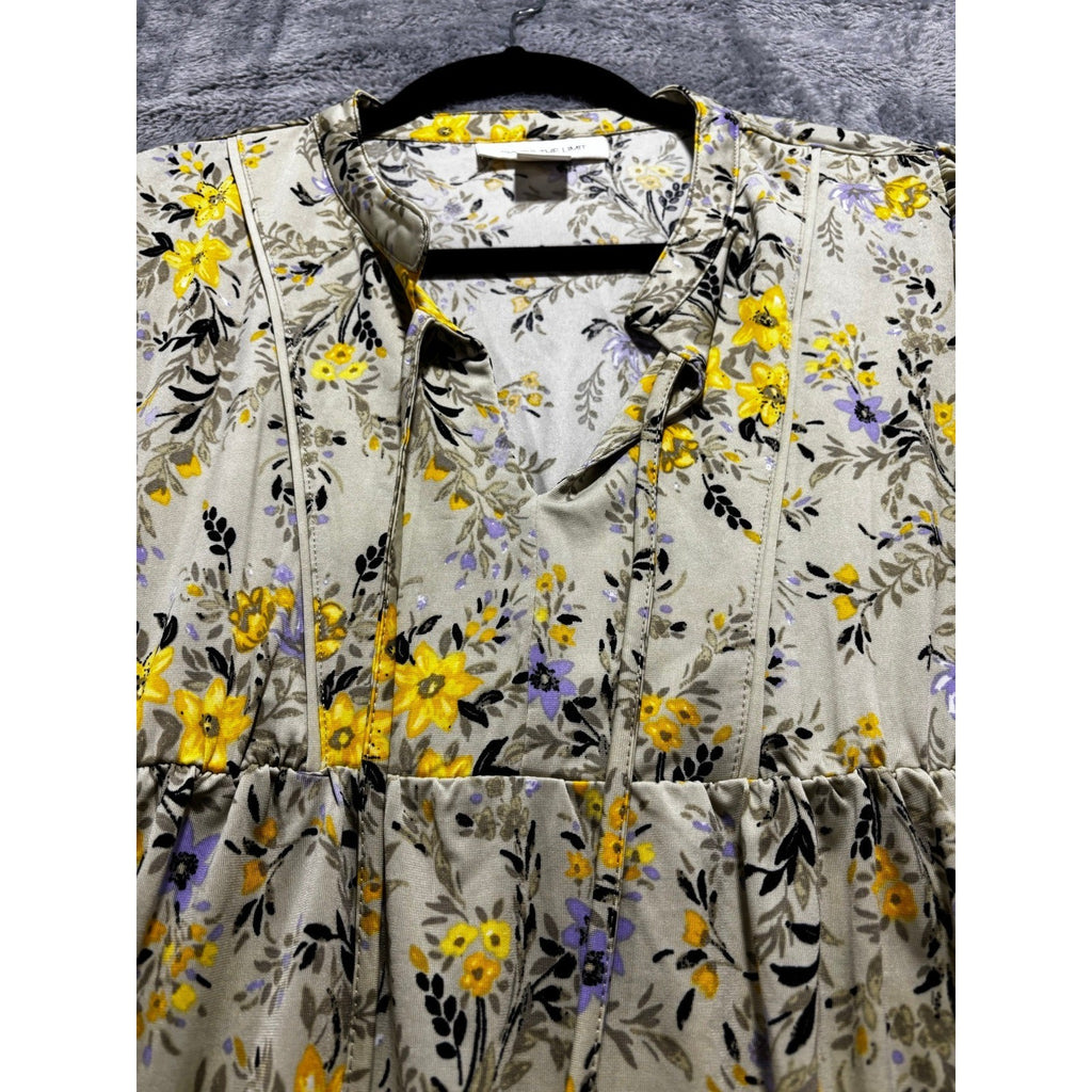Skye's The Limit PL Womens Green Yellow Floral Babydoll Dress Boho Festival