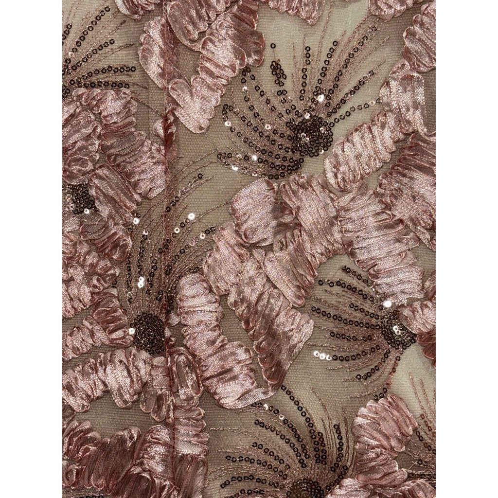 Fashion Nova Womens XS Pink Floral Sequin Lace Maxi Gown Festival Glam