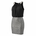 City Triangles Womens 5 Black Silver Beaded Cocktail Dress Y2K Party