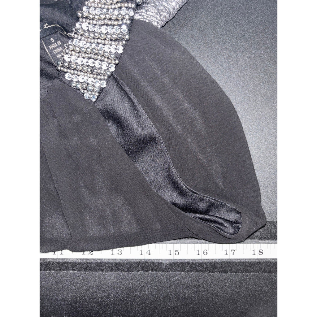 City Triangles Womens 5 Black Silver Beaded Cocktail Dress Y2K Party