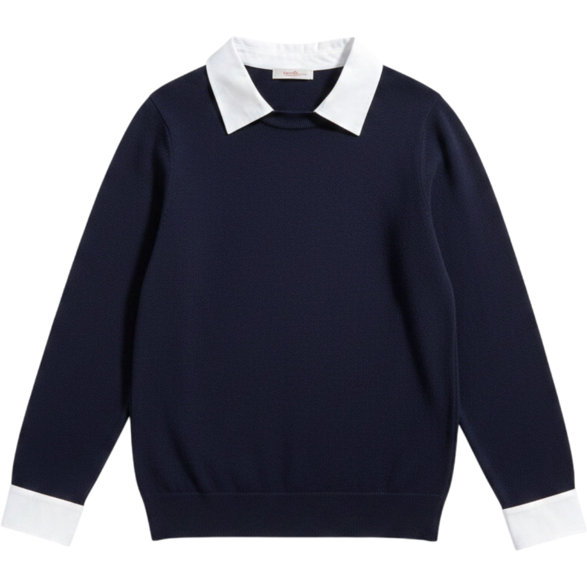 Laurie Felt Los Angeles Knit Sweater Womens M Navy White Collar Cuff Top