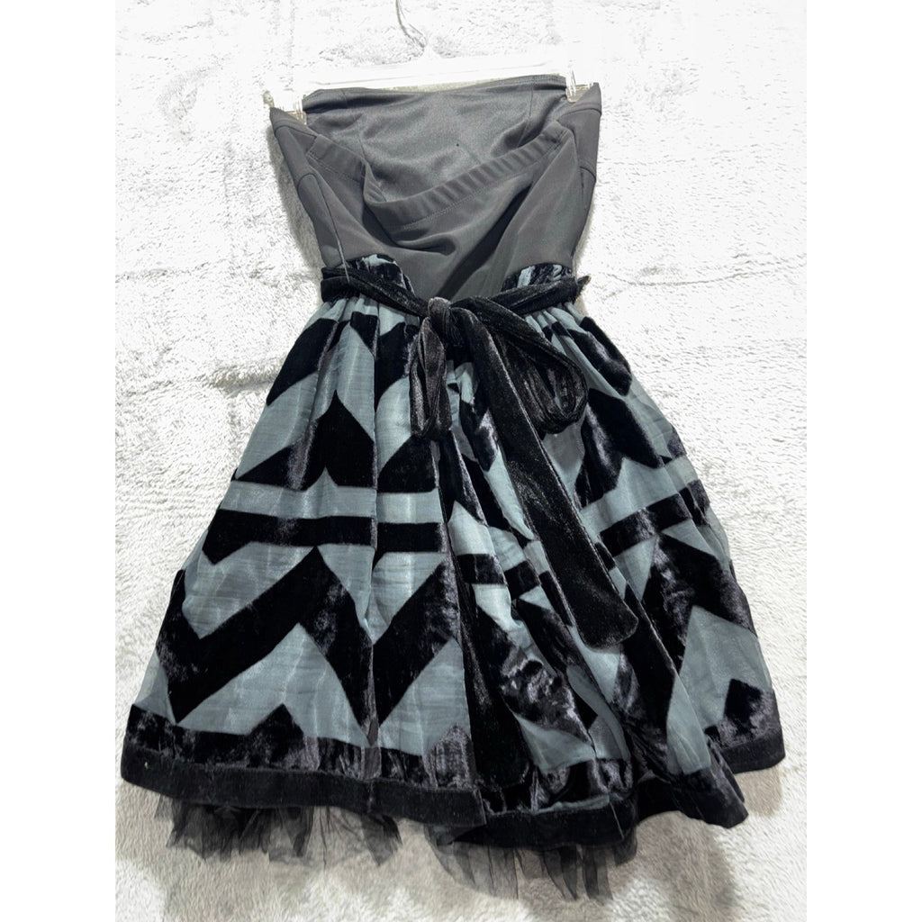 Ruby Rox Womens 3 Black Gray Strapless Fit & Flare Dress Festival Party