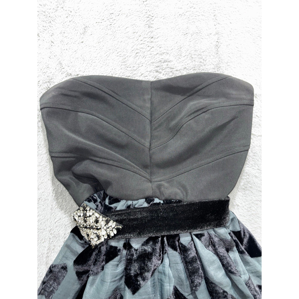 Ruby Rox Womens 3 Black Gray Strapless Fit & Flare Dress Festival Party