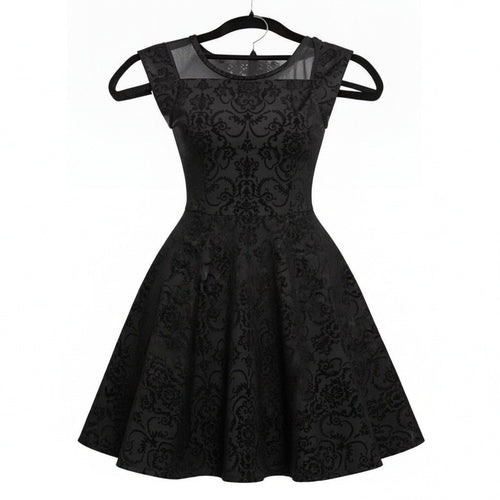 B Tween Girls Black Damask Fit and Flare Dress 14/16
