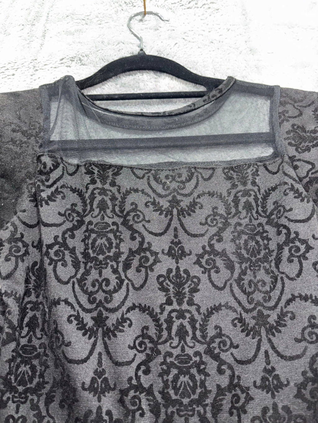 B Tween Girls 14/16 Black Damask Flocked Fit and Flare Dress Sleeveless Party