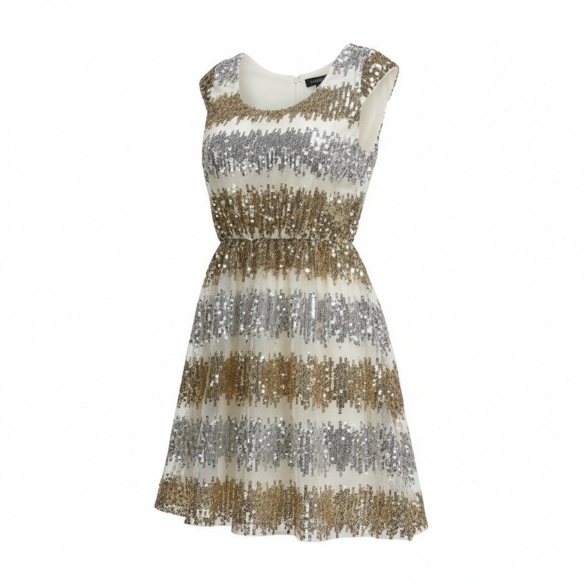 Rue21 S Gold Silver Sequin Fit & Flare Womens Dress Festival