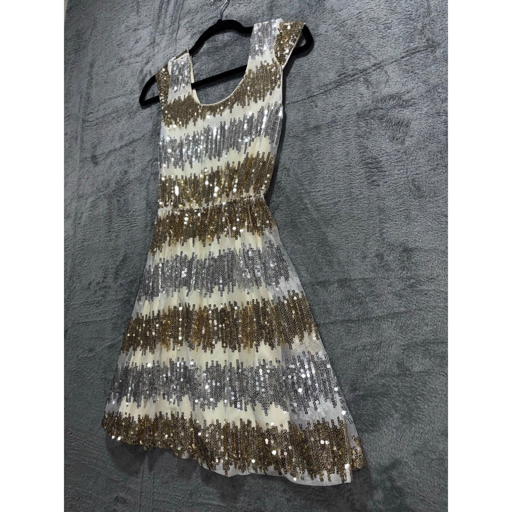 Rue21 S Gold Silver Sequin Fit & Flare Womens Dress Festival