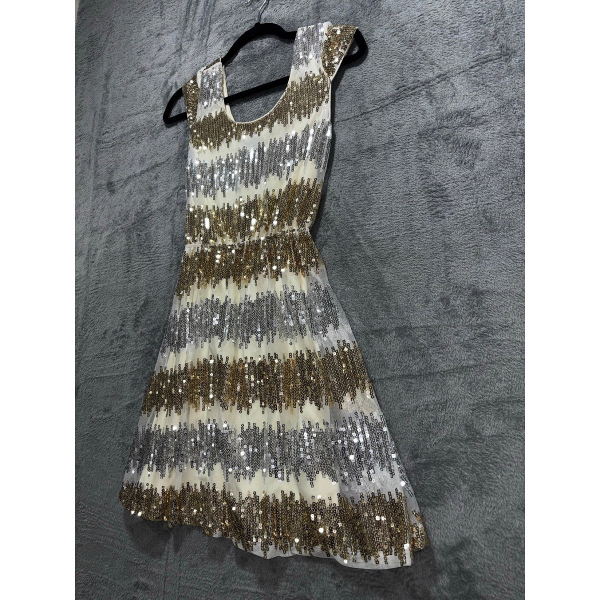 Rue21 S Gold Silver Sequin Fit & Flare Womens Dress Festival